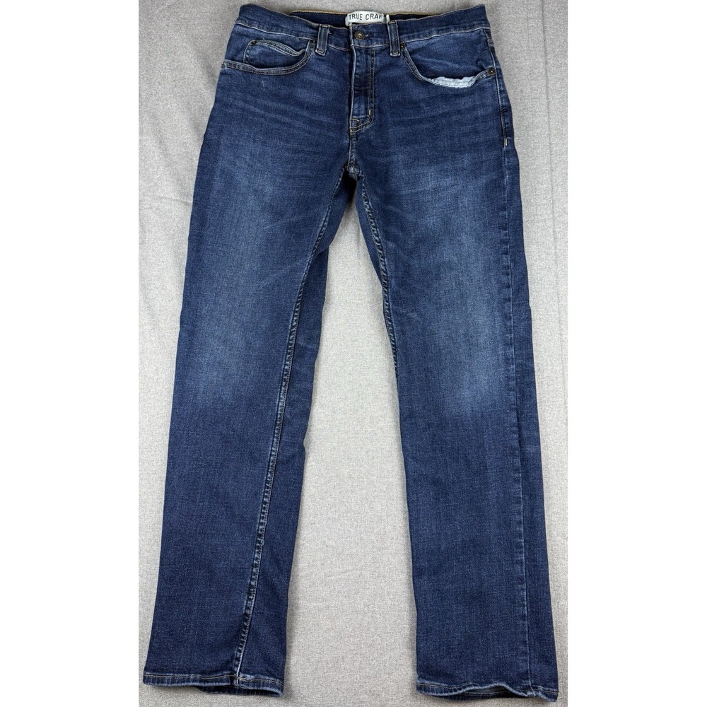 True Craft Athletico Jeans Mens 30x30 Dark Wash Straight Stretch Denim